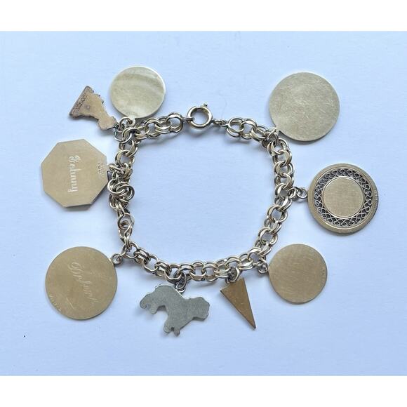 1960s Vintage 10K & 12K Gold Plated 8-Charm Bracelet Robert E Lee HS Dallas, TX - Picture 8 of 13